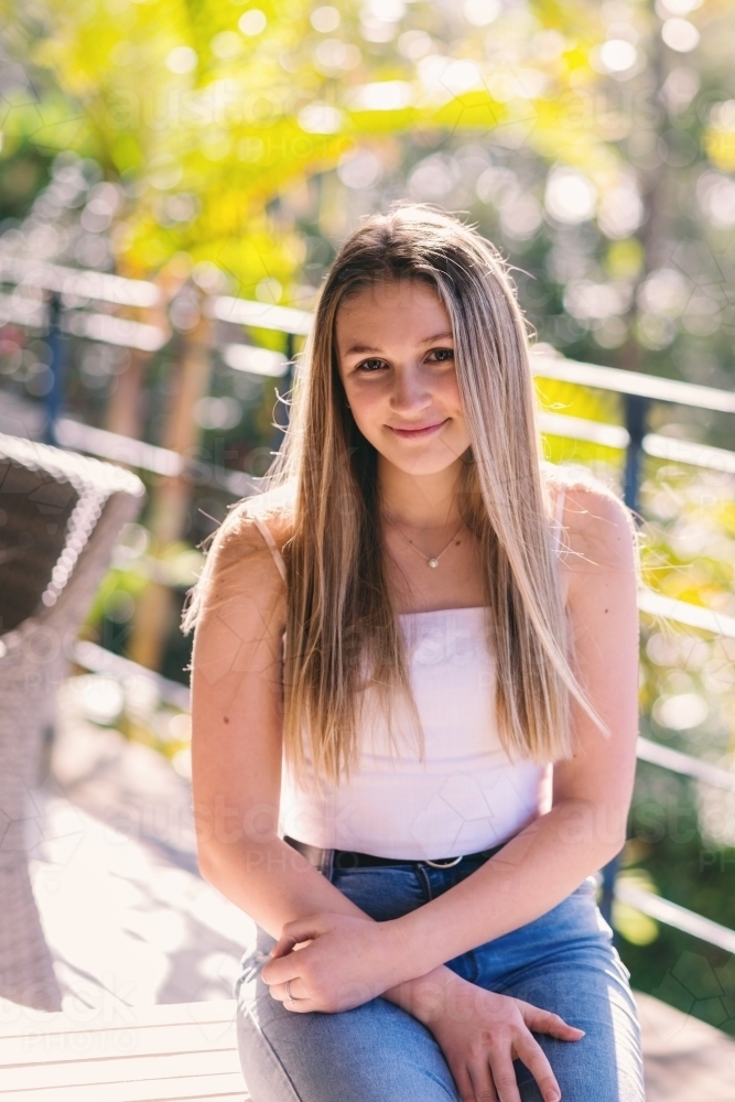 summer portrait of pretty teen - Australian Stock Image