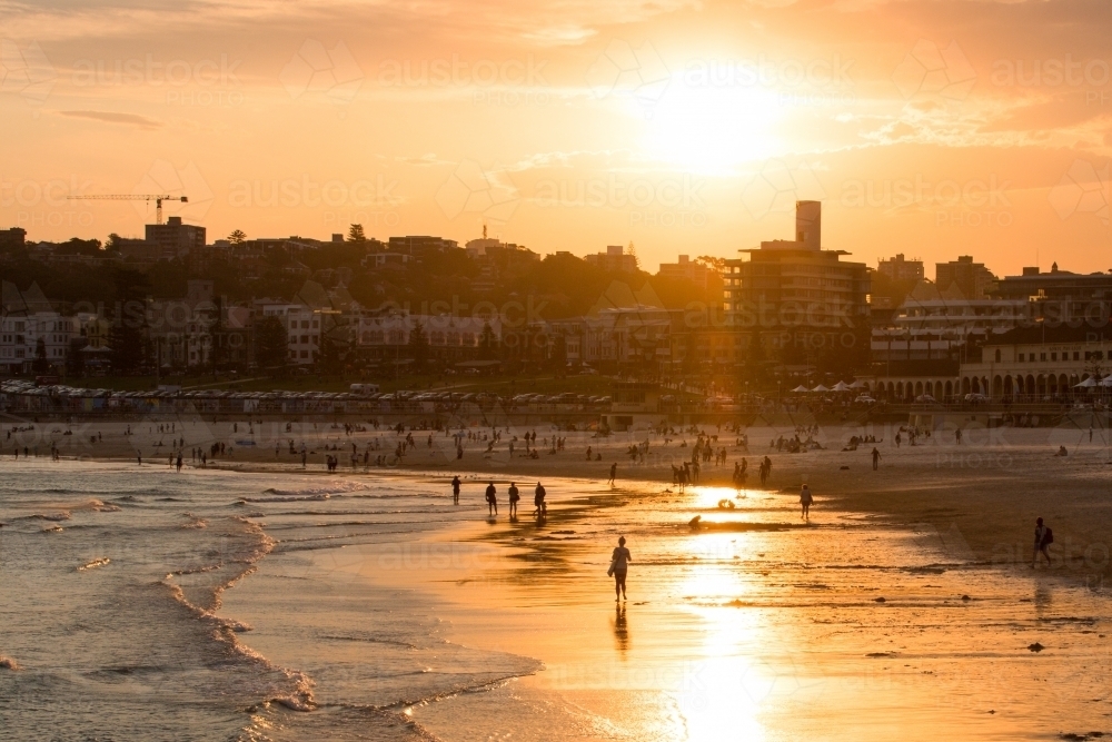 Summer sunset over Bondi Beach - Australian Stock Image
