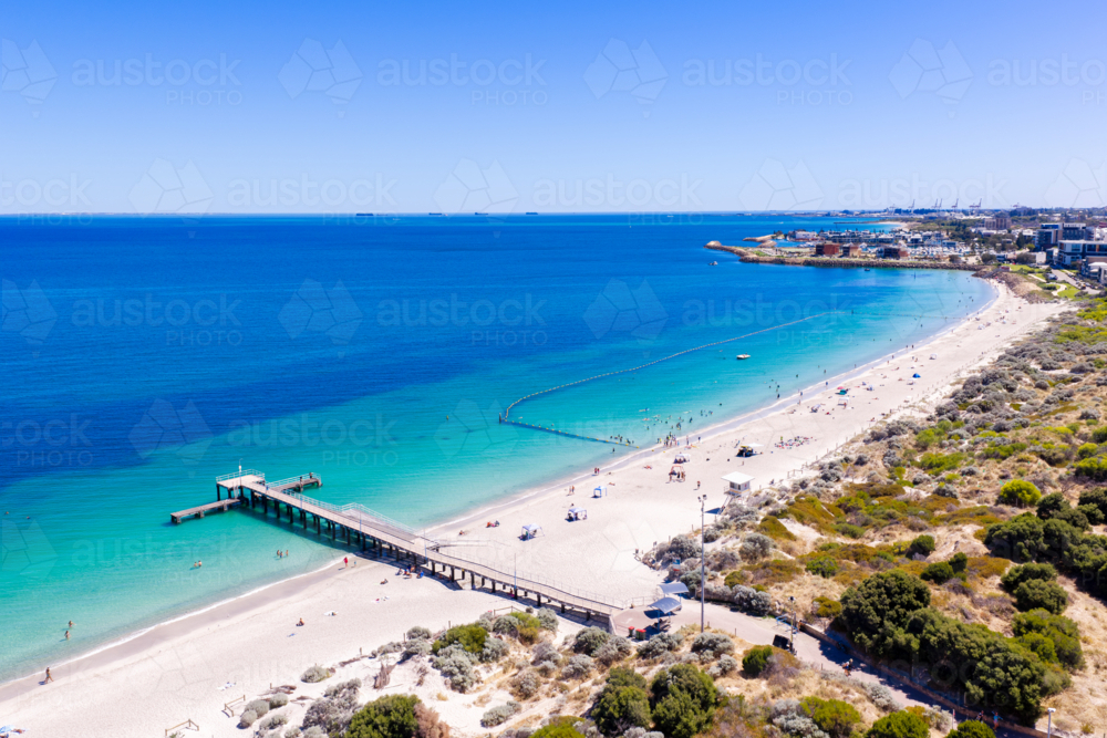 Summertime aerial of Coogee Beach Coastline Western Australia - Australian Stock Image