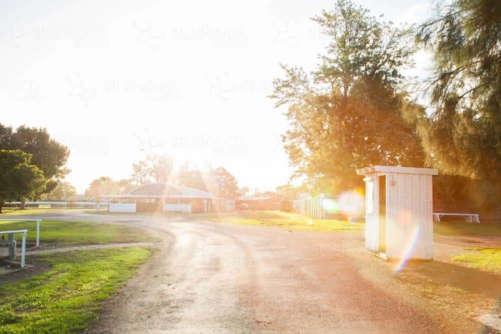 Image of Sun flare over Singleton Showgrounds - Austockphoto