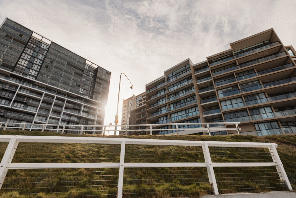 Image of Sunlight glowing between high rise buildings in Newcastle ...