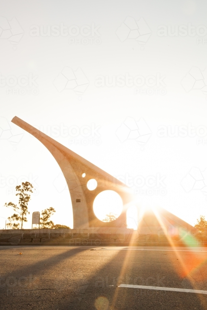 Sunlight shining over sundial in Singleton - Australian Stock Image