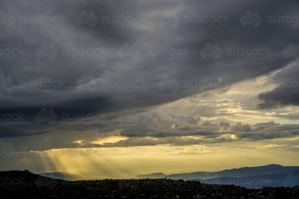 Sunrise from Mt Wellington, Tasmania - Australian Stock Image