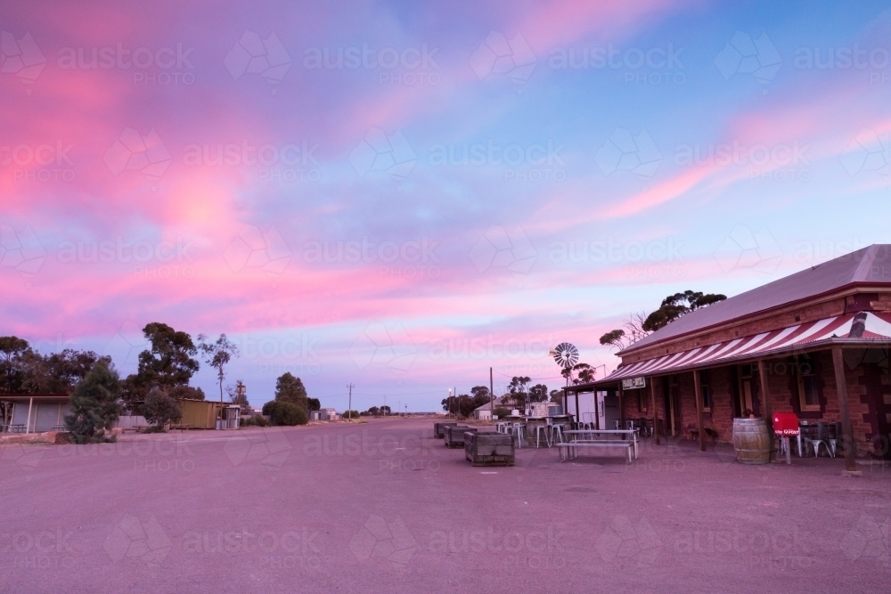 sunrise in remote town - Australian Stock Image