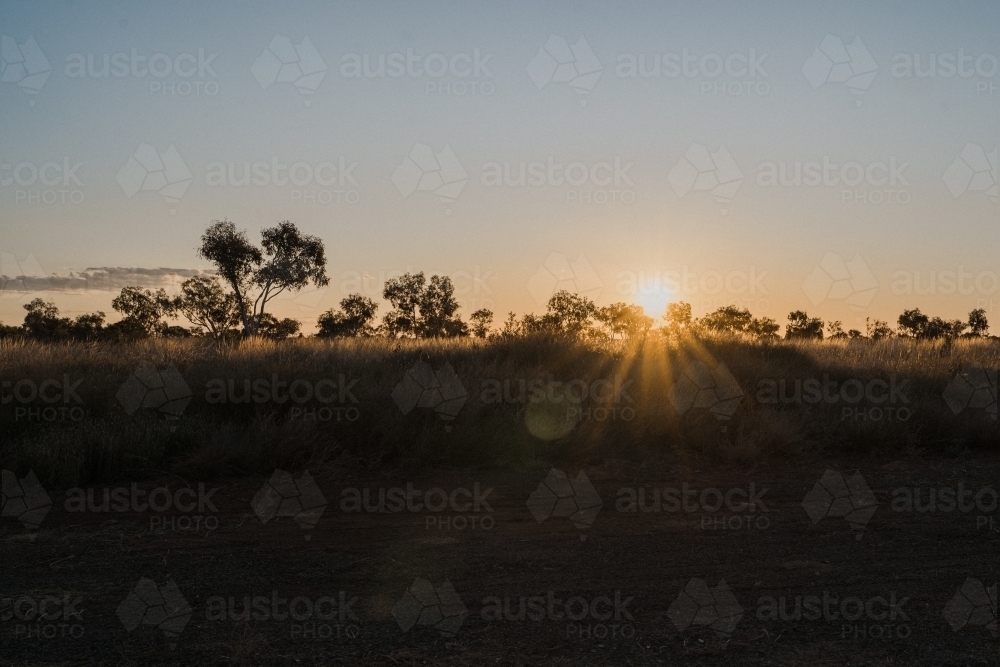 Sunrise in the outback - Australian Stock Image