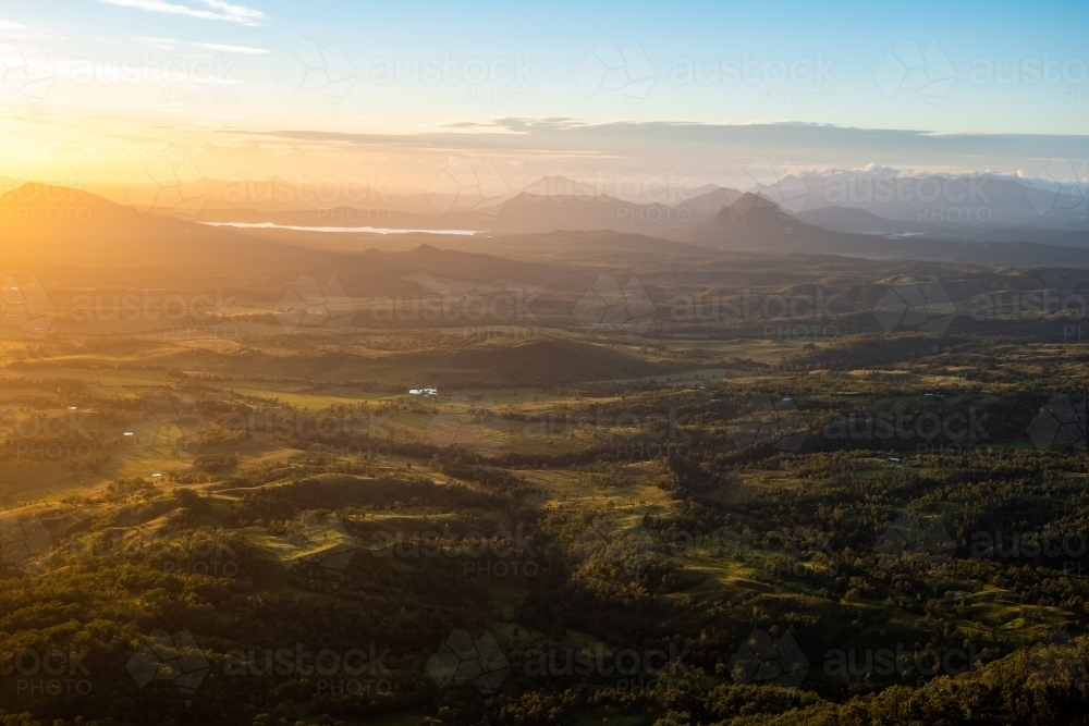 Sunrise landscape Scenic Rim - Australian Stock Image