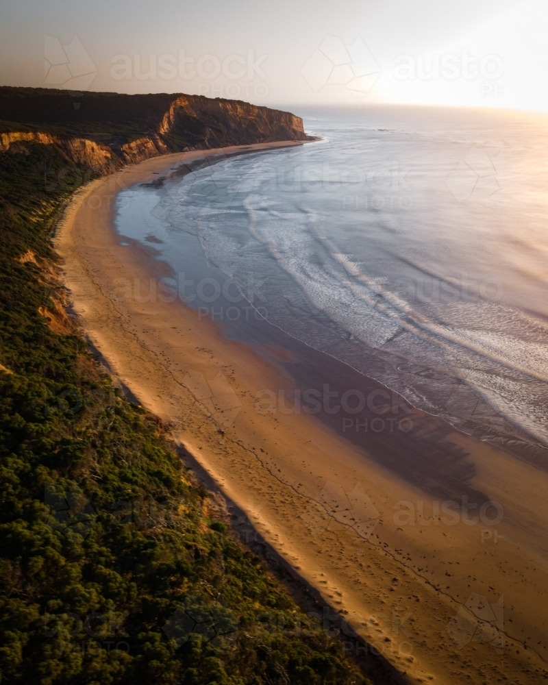 Sunrise on the coast viewed from the air - Australian Stock Image