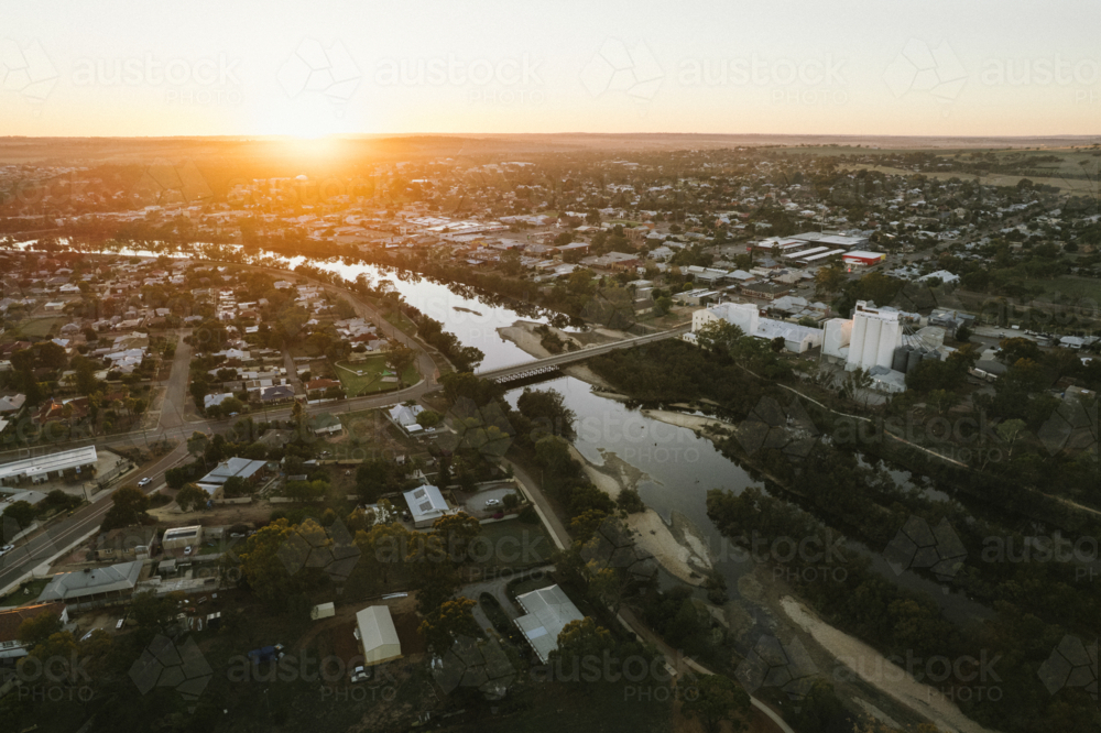 Sunrise over the Avon River and the town of Northam in Western Australia - Australian Stock Image
