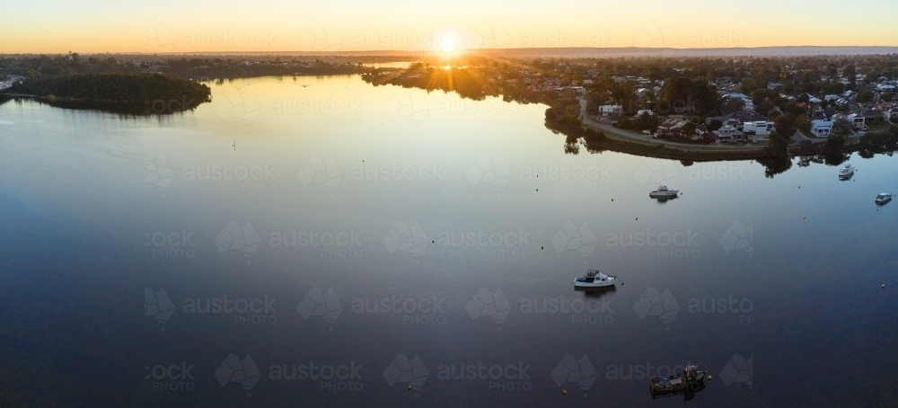 Sunrise over the Canning River in Perth, Western Australia - Australian Stock Image