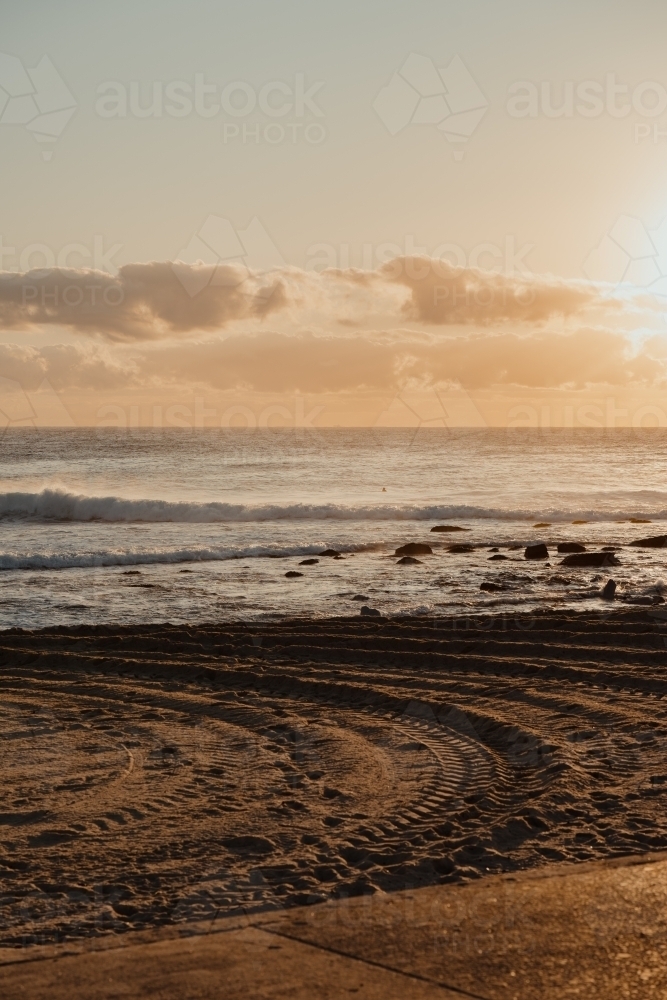 Sunrise over the ocean at Bronte Beach - Australian Stock Image