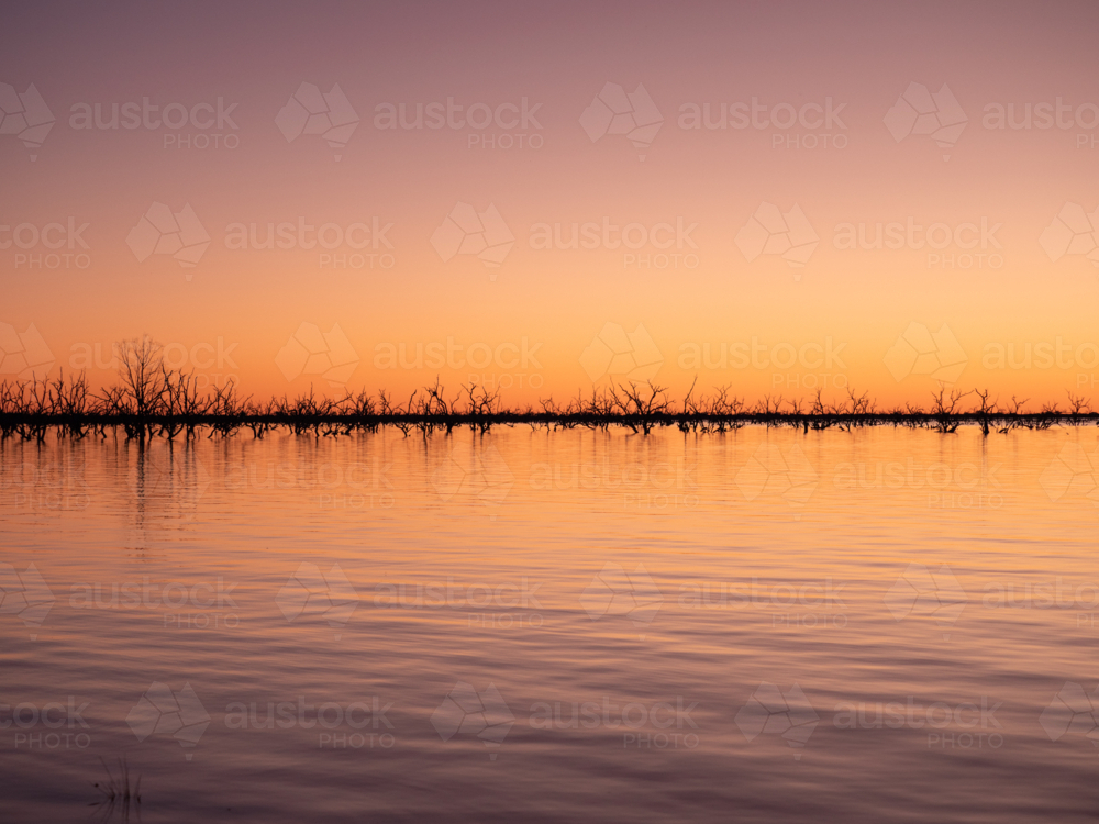 Sunset at Lake Pamamaroo, part of the Menindee Lake system - Australian Stock Image