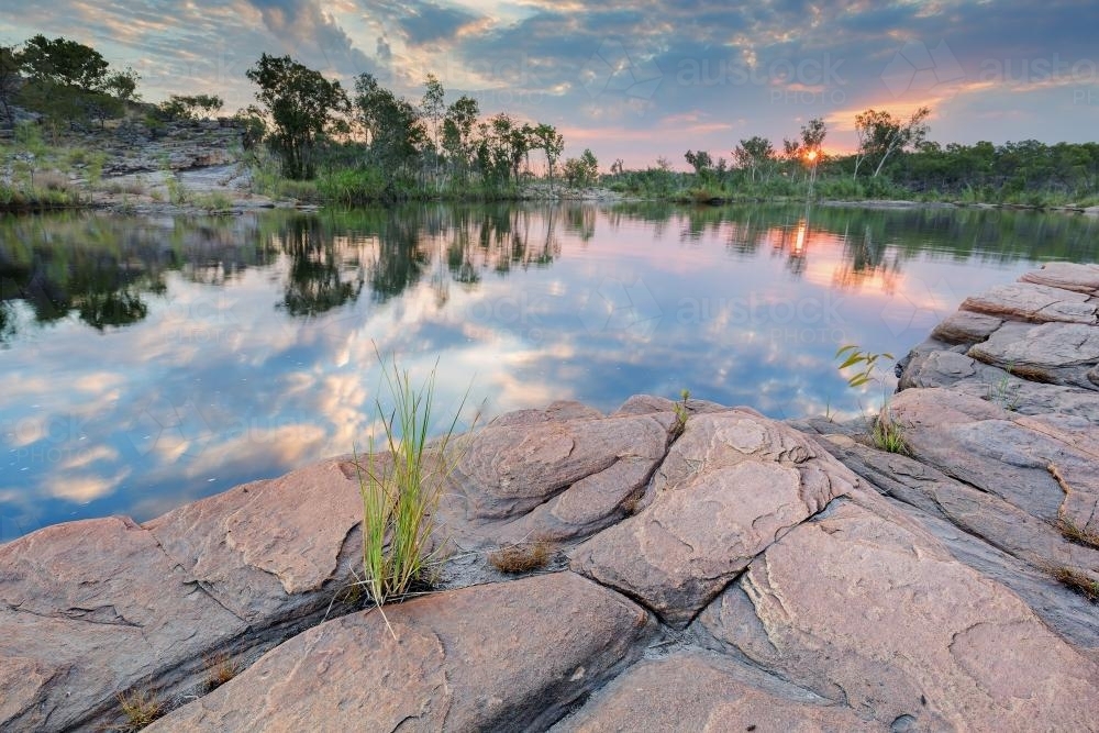 Sunset at Sweetwater Pools, Nitmiluk National Park - Australian Stock Image