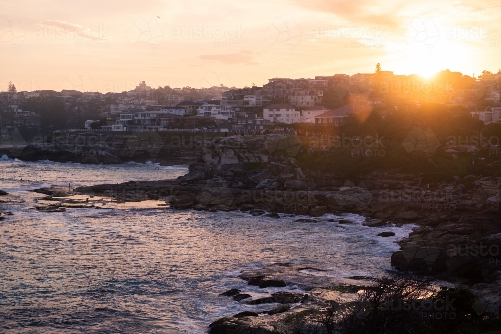 sunset at Tamarama beach - Australian Stock Image