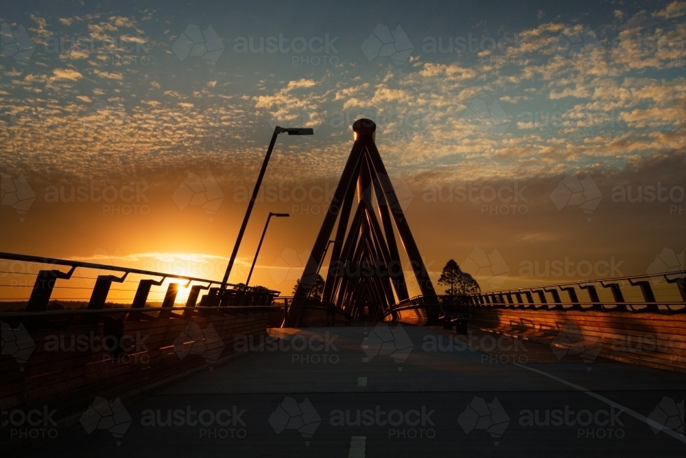 Sunset from Yandhai Nepean Crossing, over the Nepean River - Australian Stock Image