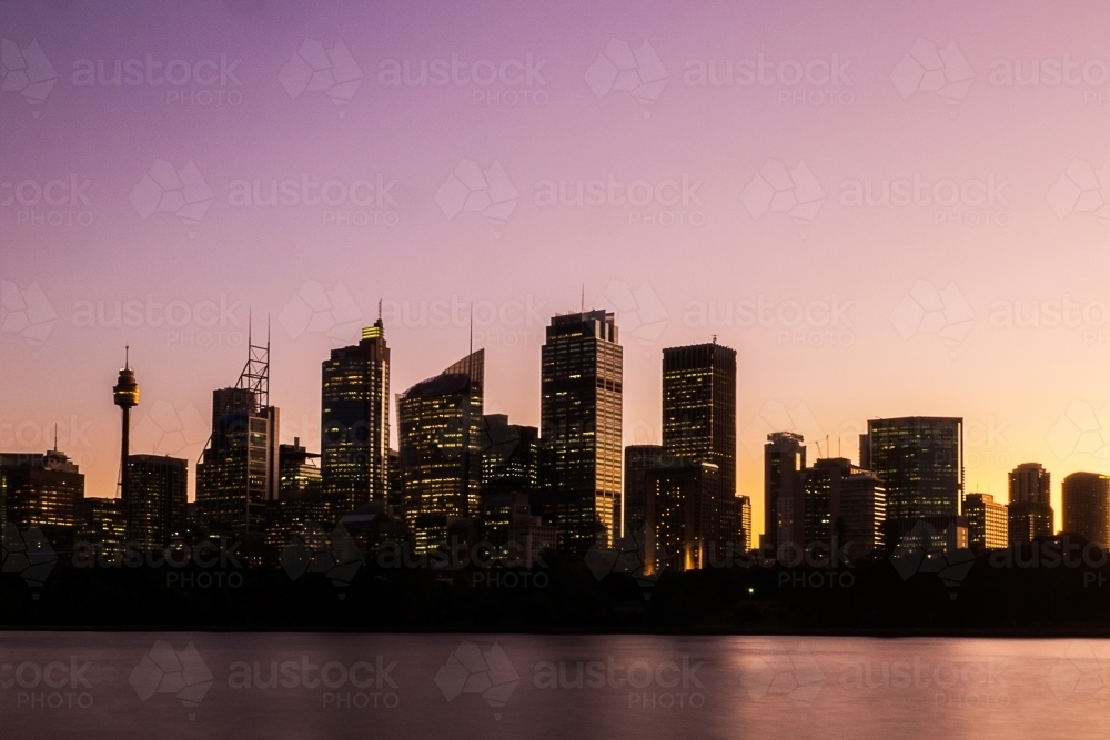 Sunset of Sydney City Skyline - Australian Stock Image