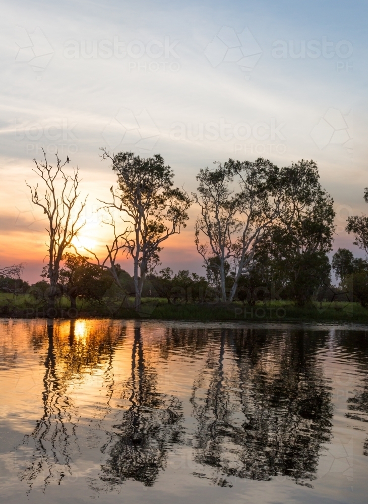 sunset on yellow water, kakadu - Australian Stock Image