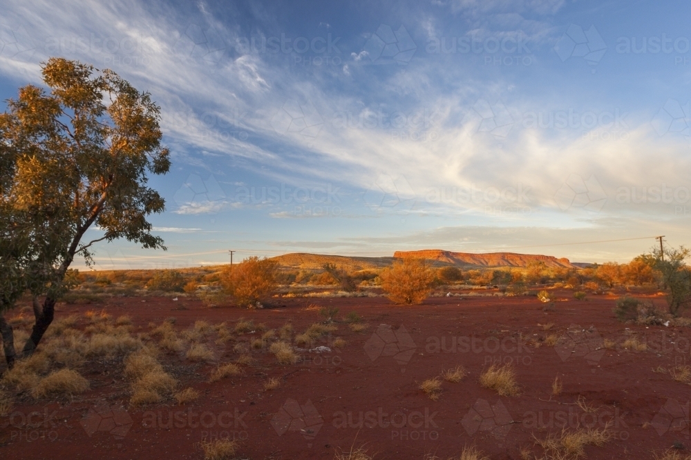 Sunset over outback at Kintore, Northern Territory - Australian Stock Image