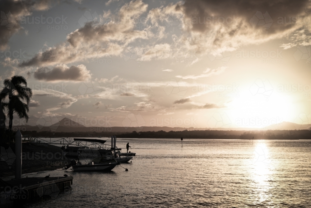Sunset over river - Australian Stock Image