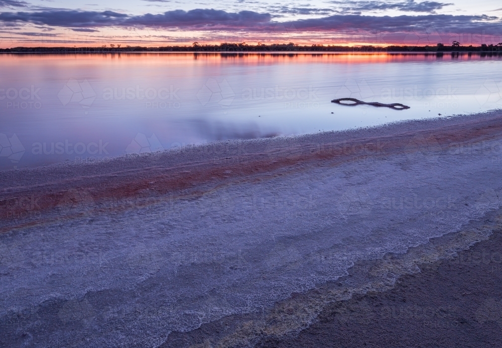 Sunset over salt lake, Victoria - Australian Stock Image