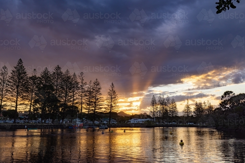 Sunset over the river at Brunswick Heads - Australian Stock Image