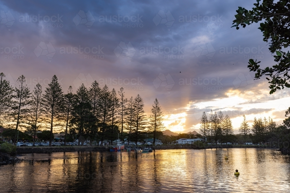 Sunset over the river at Brunswick Heads - Australian Stock Image