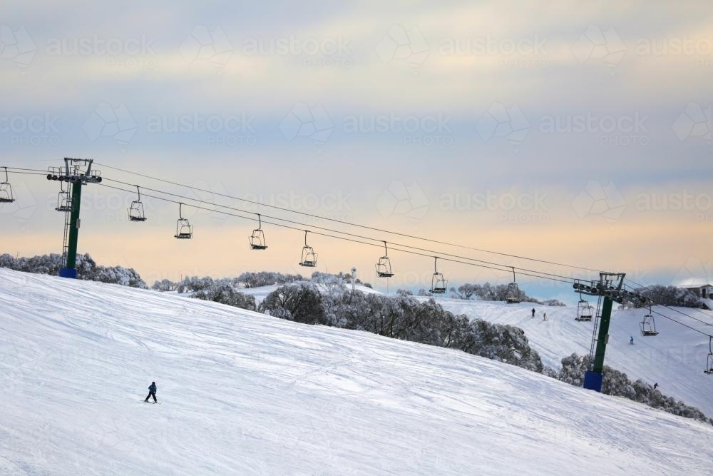 Sunset ski slopes - Australian Stock Image
