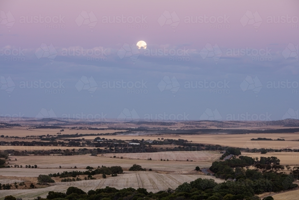Super Moon over Chapman Valley Farms - Australian Stock Image