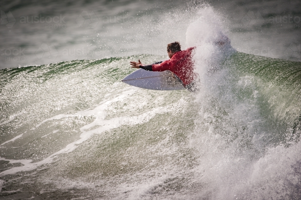 Surfer on a big wave - Australian Stock Image