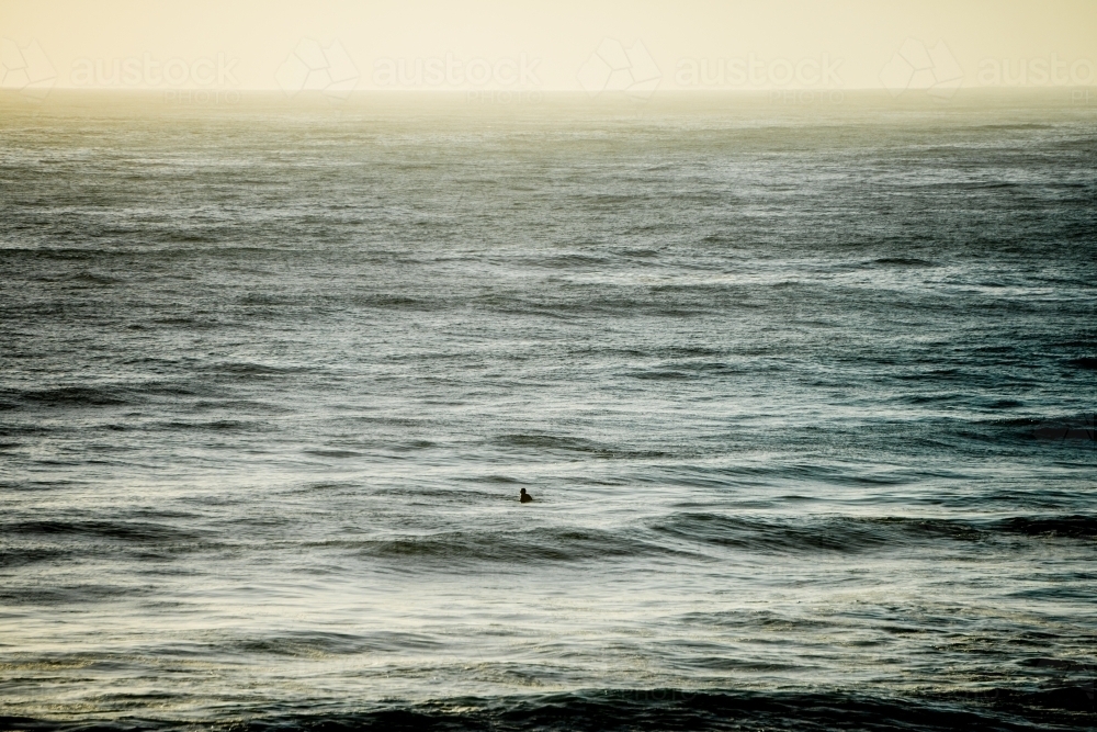 Surfer patiently awaiting a wave - Australian Stock Image