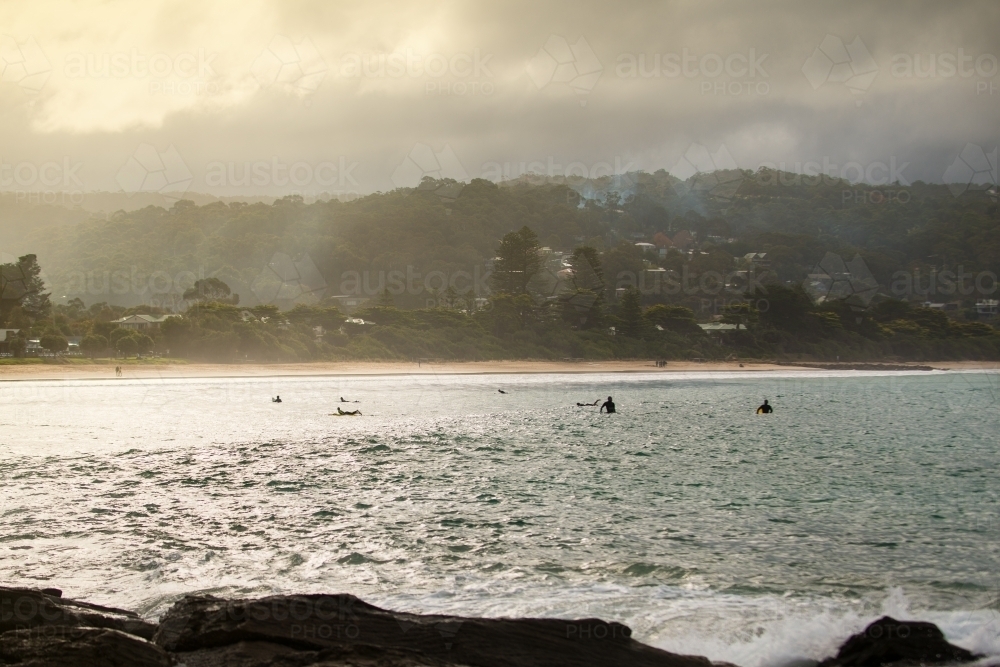 Surfers at Lorne beach - Australian Stock Image