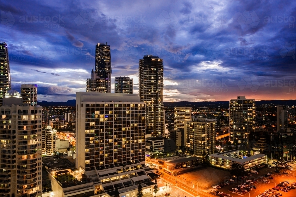 Surfers Paradise at night - Australian Stock Image