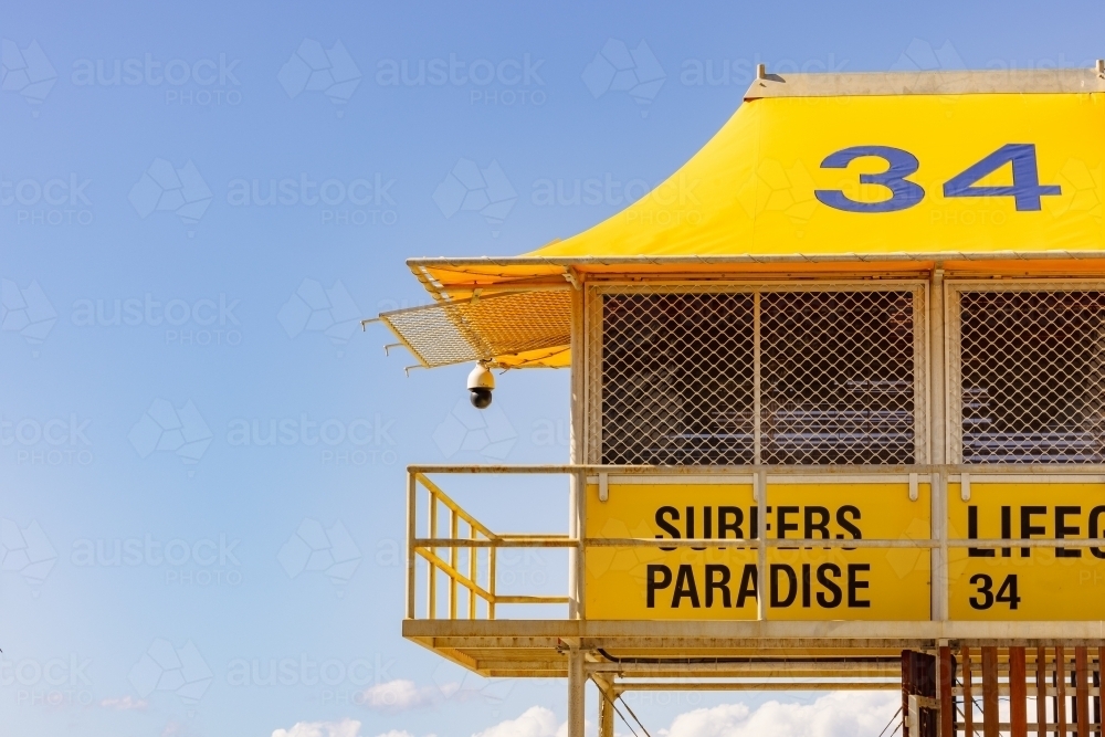 Surfers Paradise Lifeguard tower on the Gold Coast - Australian Stock Image