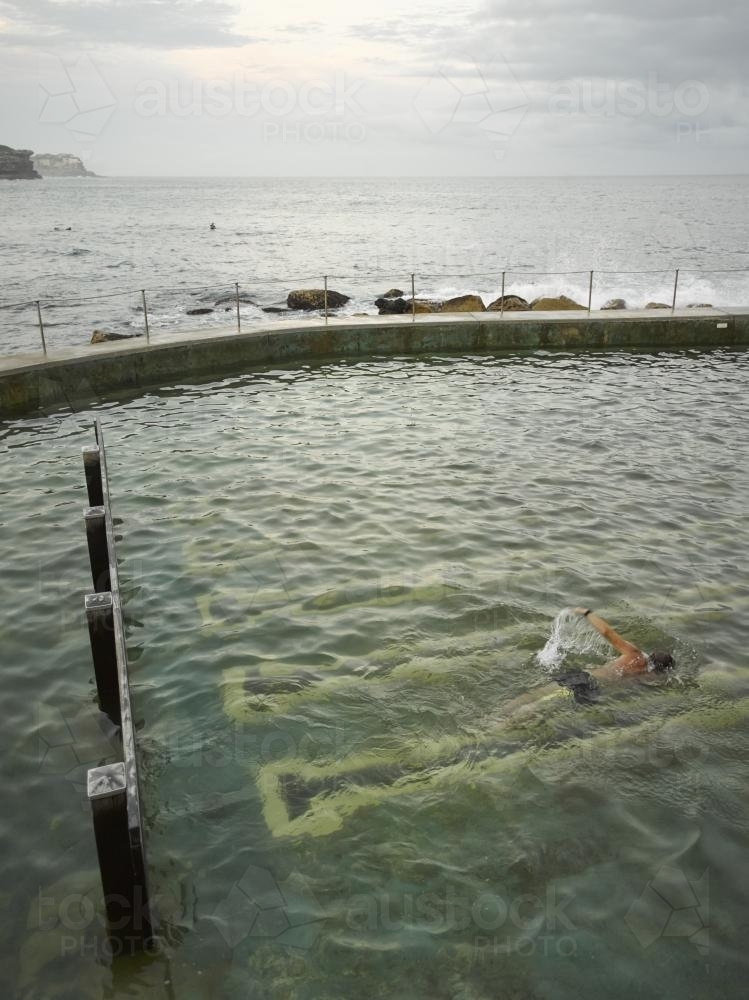 Swimmer at Bronte Ocean Pool - Australian Stock Image