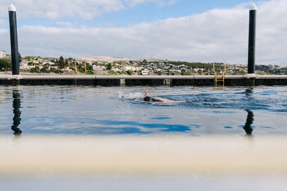 swimmer in an ocean pool - Australian Stock Image