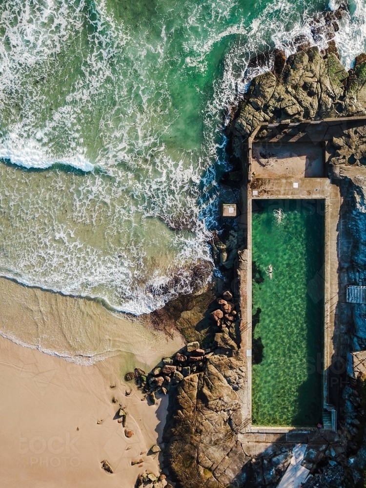 Swimmers in the ocean swimming pool - Australian Stock Image