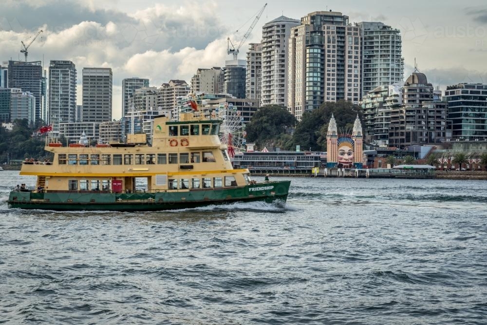Sydney ferry with Luna Park in background - Australian Stock Image
