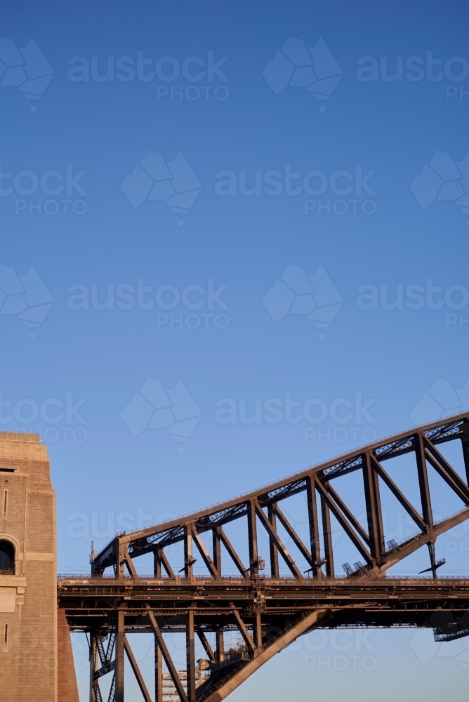 Sydney Harbor Bridge and Blue Skies - Australian Stock Image