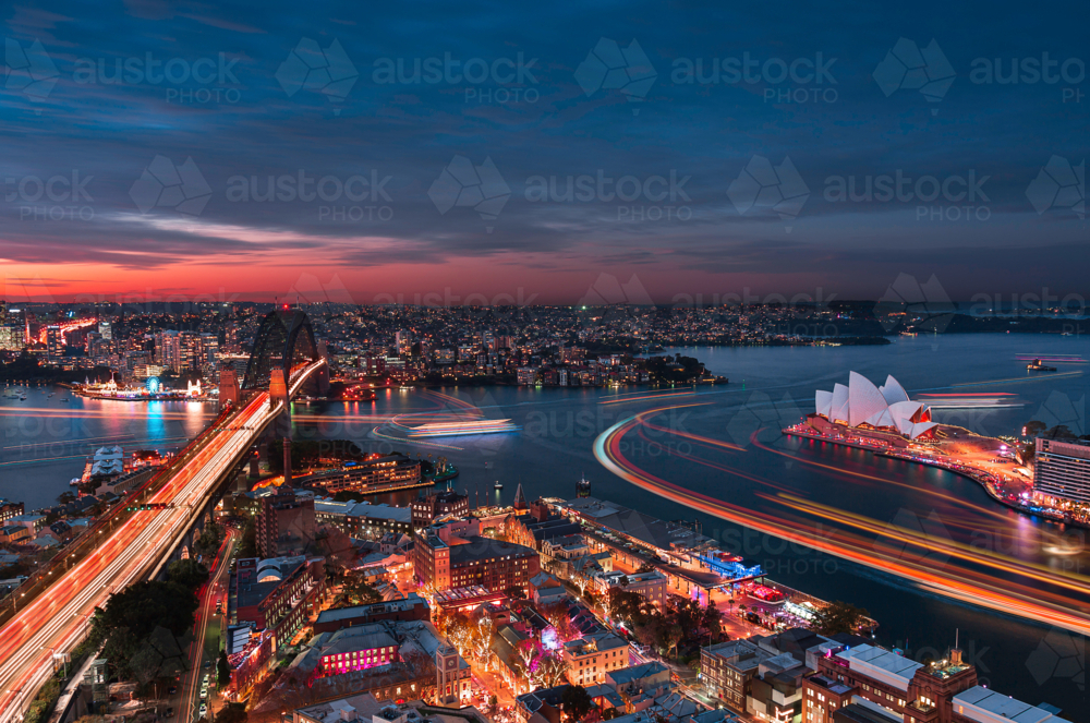 Sydney harbour at night - Australian Stock Image