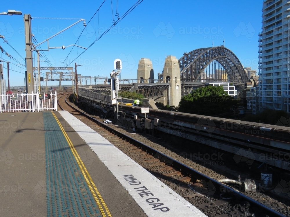 Sydney Harbour Bridge from Milsons Point Station - Australian Stock Image