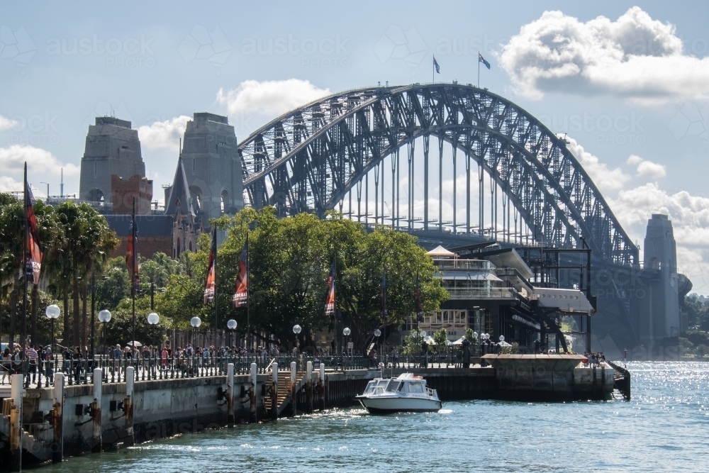 Sydney Harbour Bridge from the promenade on a sunny day - Australian Stock Image