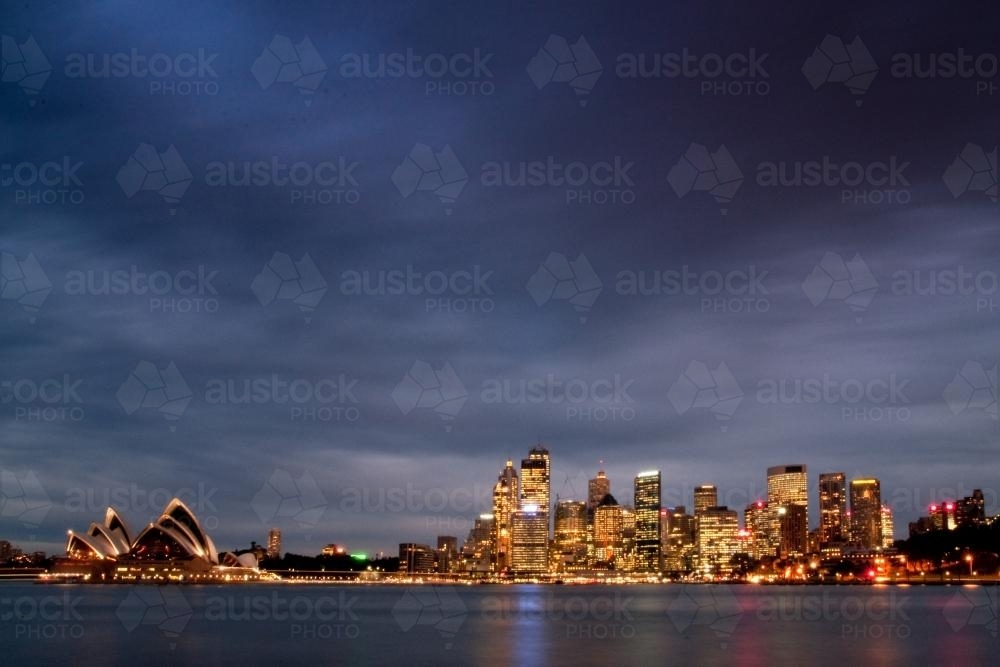 Sydney Opera House and Circular Quay at dusk - Australian Stock Image