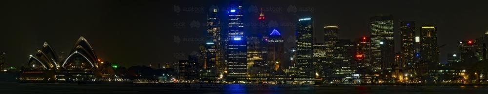 Sydney Skyline and Opera house at night - Australian Stock Image