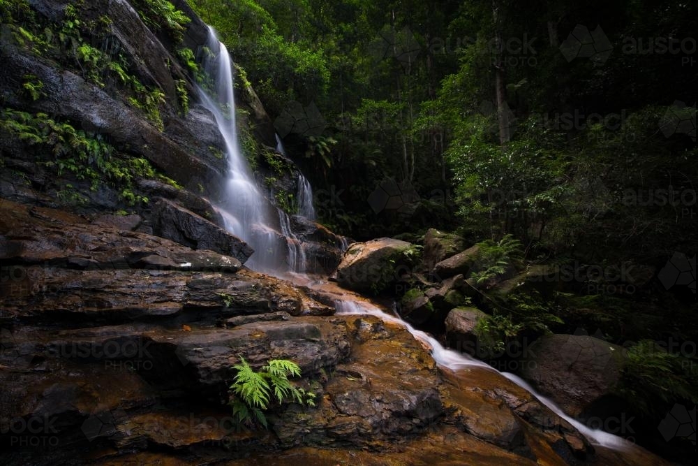 Sylvia Falls in the Valley of the Waters in the Blue Mountains National Park - Australian Stock Image