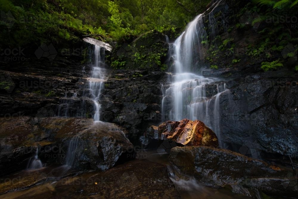 Sylvia Falls in the Valley of the Waters in the Blue Mountains National Park - Australian Stock Image