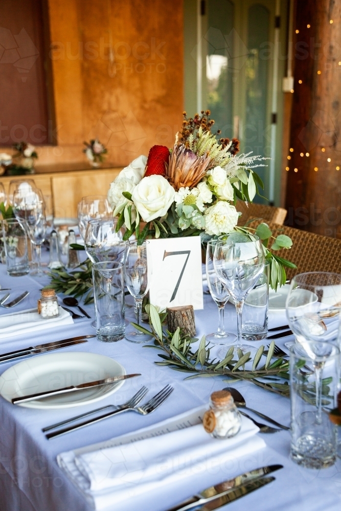 Table setting for wedding reception event - Australian Stock Image