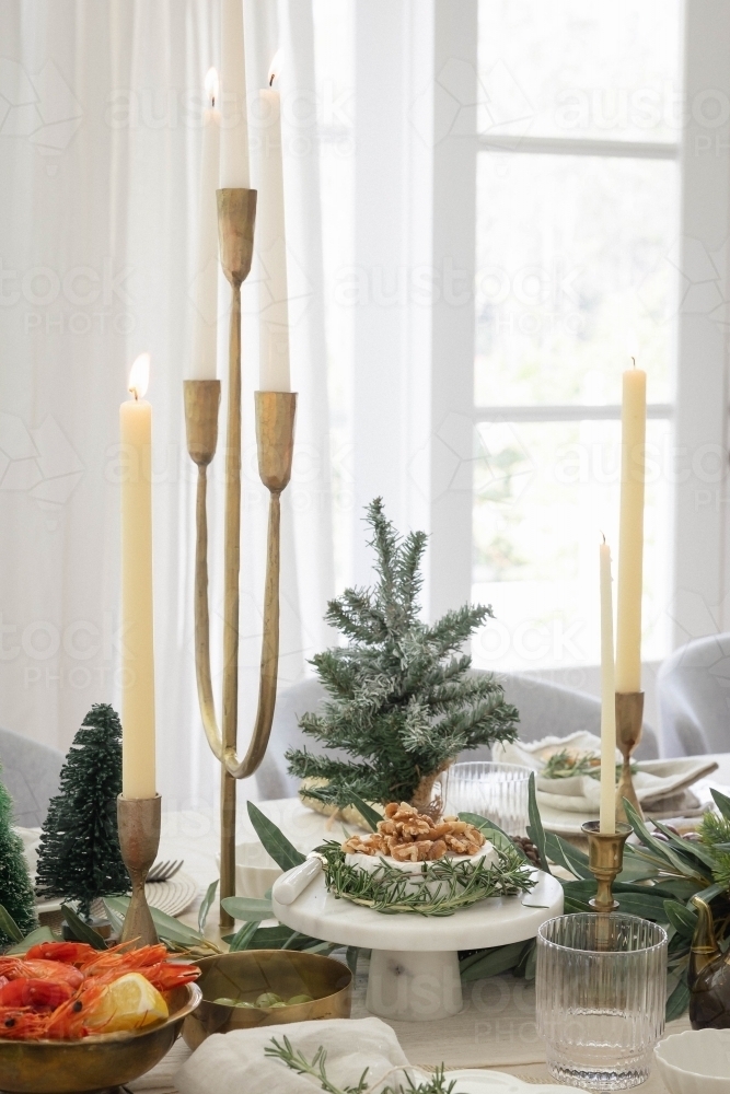 Table with prepared Christmas meal - Australian Stock Image
