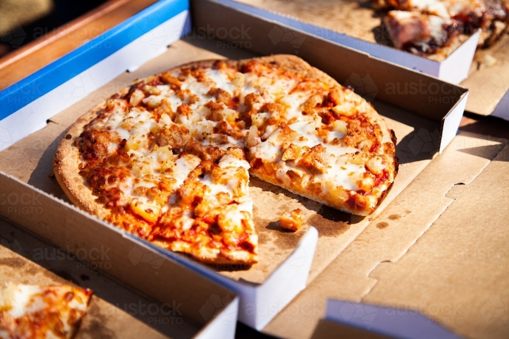 Takeaway pizza for a easy meal - Australian Stock Image