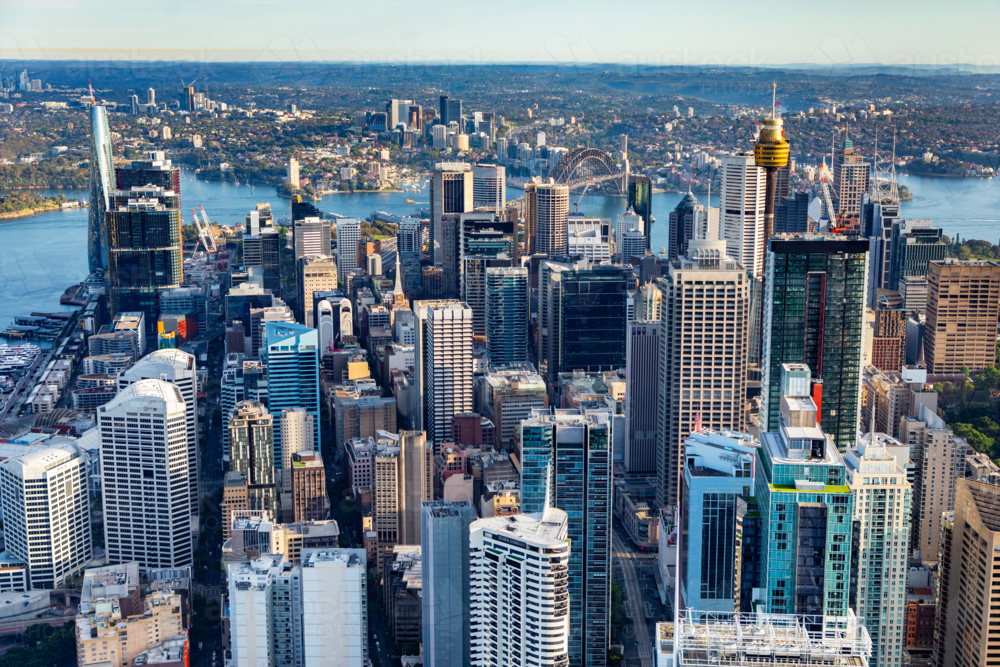 Taken from over Haymarket, facing north over Sydney CBD - Australian Stock Image