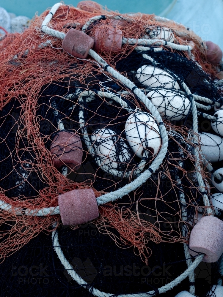 Tangled fishing nets - Australian Stock Image