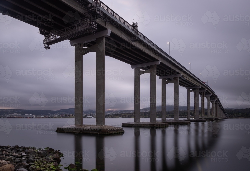 Tasman Bridge over the River Derwent, Mount Wellington in the background, Hobart - Australian Stock Image
